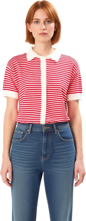 Kadın Kısa Kollu Polo Yaka Triko Bluz Günlük Şıklık ve Konfor Bir Arada Kaliteli Şık Rahat