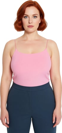 Moda Büyük Beden Kare Yaka Örme Fit Düz Desen Casual Günlük Crop Askılı Kol Bluz