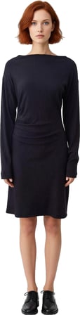 Kadın Casual Siyah Örme Kaşkorse Elbise Büzgü Detaylı Bodycon Mini Kışlık Uzun Kollu Kaliteli