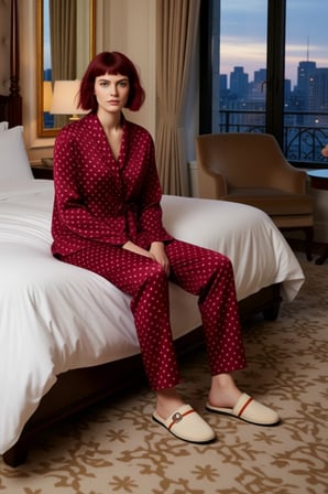 Kadın Puantiye Desenli V Yaka Pijama Takımı Fonksiyonel Dayanıklı Kaliteli Konforlu Modern