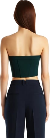 Kadın Moda Şık Büyük Beden Crop Kare Yaka Fitted Kalıp Örme Straplez Bluz