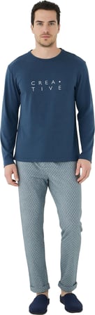 Erkek Uzun Kollu Ev Giyim Pijama Takımı Fonksiyonel Dayanıklı Kaliteli Konforlu Estetik Şık