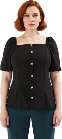 Kadınlar İçin Kare Yaka Balon Kol Bluz Şık ve Rahat Bir Günlük Stil Kaliteli Şık Rahat Modern