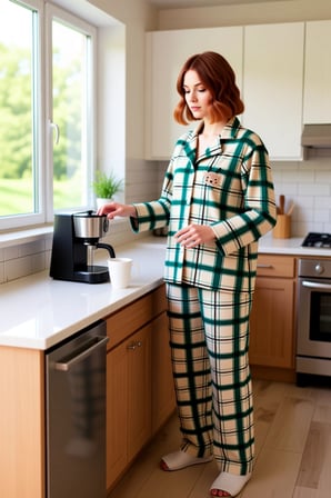 Kadın Polar Pijama Takımı Ekose Nakışlı Gömlek Yaka Fonksiyonel Dayanıklı Kaliteli Estetik