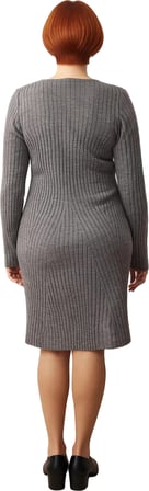 Kadın Gri Renk Standart Kol Düz Desen Bodycon Kalıp Triko Mini Elbise Kış Kombinlerinin Vazgeçilmezi