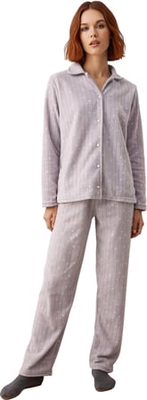 Kadın Polar Pijama Takımı Galaksi Desenli Fonksiyonel Dayanıklı Kaliteli Konforlu Estetik Şık