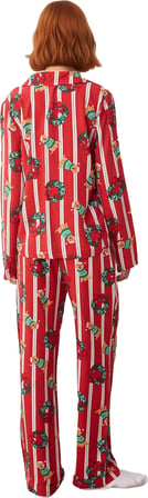 Unisex Kirmizi Cizgili Kopek Baskılı Pijama Takımı Fonksiyonel Dayanıklı Kaliteli Konforlu