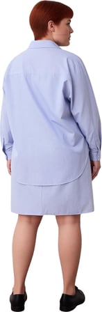 Kadın Casual Çizgili Dokuma Mini Elbise Gömlek Seti Büyük Beden Uzun Kollu Konforlu Kombin