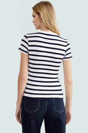 Rahat Günlük Stil Fitted Bluz Vücut Oturan Pamuklu Viskoz Ribana Modern Premium Kalite