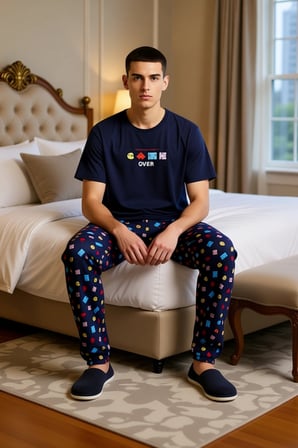 Erkek Ev Giyim Oyun Desenli Pijama Fonksiyonel Dayanıklı Kaliteli Konforlu Estetik Premium