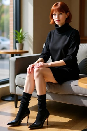 Kadın Casual Örme Selanik Mini Elbise Balıkçı Yaka Düşük Truvakar Kol Kış Şıklığı İçin Rahat Ve