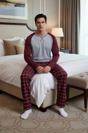 Erkek Kareli Pijama Takımı Bisiklet Yaka Reglan Kol Fonksiyonel Dayanıklı Kaliteli Estetik