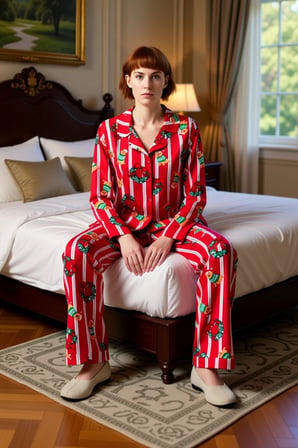 Unisex Kirmizi Cizgili Kopek Baskılı Pijama Takımı Fonksiyonel Dayanıklı Kaliteli Konforlu
