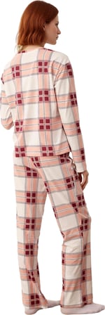 Kadın Ekose Desenli Pijama Takımı Bisiklet Yaka Fonksiyonel Dayanıklı Kaliteli Konforlu Şık