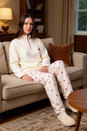 Kadın Kiraz Desenli Waffle Fermuarlı Pijama Takımı Fonksiyonel Dayanıklı Kaliteli Konforlu