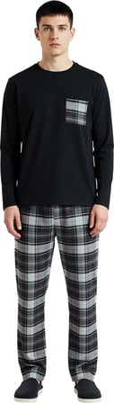 Erkek Flanel Ekose Desenli Pijama Takımı Fonksiyonel Dayanıklı Kaliteli Konforlu Estetik Şık