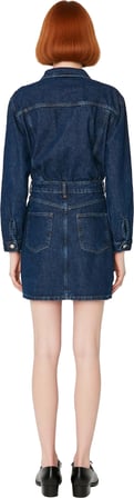 Kadın Denim Gömlek Yaka Uzun Kollu Mini Elbise Günlük ve Şık Ortamlar İçin %100 Pamuk. Kaliteli
