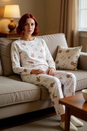 Kadın Pamuklu Tavşan Desenli Pijama Takımı Bisiklet Yaka Fonksiyonel Dayanıklı Kaliteli Şık