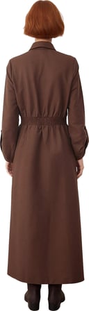 Kadın Casual Gabardin Dokuma Maxi Elbise Gömlek Yaka Uzun Kol A Line Rahat Kış Stili Kaliteli