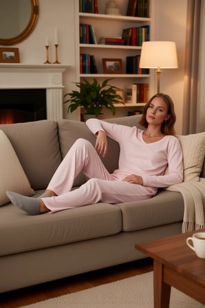 Kadın V Yaka Fırçalı Örme Pijama Takımı Fonksiyonel Dayanıklı Kaliteli Konforlu Estetik Şık