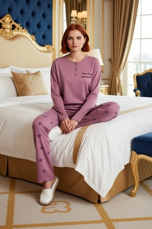 Kadın Uzun Kollu Yıldız Baskılı Pijama Takımı Fonksiyonel Dayanıklı Kaliteli Konforlu Spor
