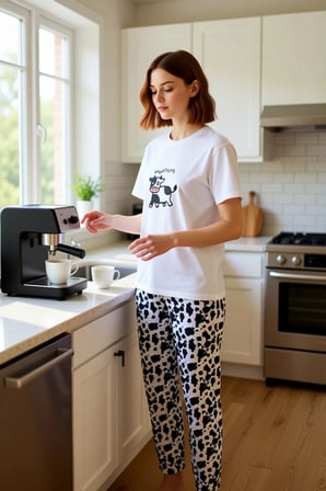 Kadın Sığır Desenli Pamuklu Pijama Takımı Fonksiyonel Dayanıklı Kaliteli Konforlu Estetik Şık