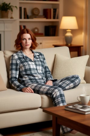 Unisex Ekose Desenli Gömlek Yaka Pijama Takımı Fonksiyonel Dayanıklı Kaliteli Konforlu Şık