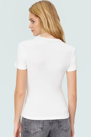 Rahat Günlük Stil Fitted Bluz Vücut Oturan Pamuklu Viskoz Ribana Modern Premium Kalite