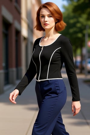 Kadın Uzun Kollu Fermuarlı Bluz Vücuda Oturan Kesim Esnek Örme Crop Model Kontrast Biye Detayları