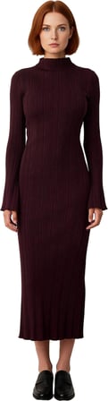 Kadın Cool Ve Konforlu Bodycon Dik Yaka Maxi Elbise Kış Sonbahar İçin İdeal Günlük Zarafet