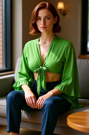 Moda V Yaka Dokuma Fit Düz Desen Plaj Crop Truvakar Kol Kol Bluz