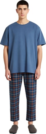 Erkek Kiremit Ekose Pijama Takımı Lounge Giyim Fonksiyonel Dayanıklı Kaliteli Konforlu Şık
