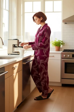 Kadın Viskon Dokuma Kaplan Desenli Pijama Takımı Fonksiyonel Dayanıklı Kaliteli Konforlu Şık