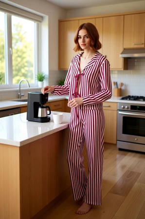 Kadın Çizgili Pamuklu Pijama Takımı Fonksiyonel Dayanıklı Kaliteli Konforlu Estetik Modern