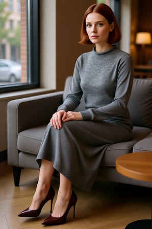 Kadın Tesettür Maxi Elbise Düz Desenli Uzun Kollu Dik Yaka Triko Akrilik Kumaş Günlük Şıklık Cool