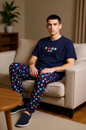 Erkek Ev Giyim Oyun Desenli Pijama Fonksiyonel Dayanıklı Kaliteli Konforlu Estetik Premium