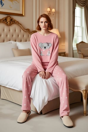 Kız Çocuk Polar Pijama Takımı Puantiyeli Koala Baskılı Fonksiyonel Dayanıklı Kaliteli Spor