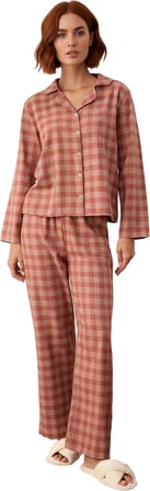 Kadın Flanel Ekose Pijama Takımı Fonksiyonel Dayanıklı Kaliteli Konforlu Estetik Premium Şık