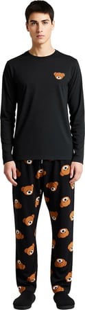 Erkek Ayıcık Desenli Örme Pijama Takımı Fonksiyonel Dayanıklı Kaliteli Konforlu Estetik Şık