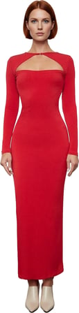 Kış Sezonu Kadın Bodycon Maxi Elbise Uzun Kollu Cut Out Detaylı Şık Gece Davetleri İçin Kaliteli
