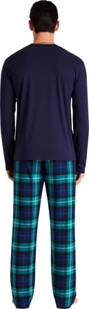 Erkek Bisiklet Yaka Ekose Pantolonlu Pijama Fonksiyonel Dayanıklı Kaliteli Konforlu Modern