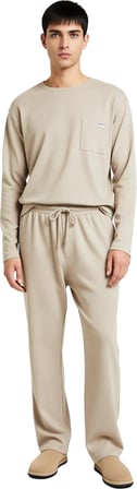 Erkek Düz Kesim Sweatshirt ve Pantolonlu Ev Giyim Seti Fonksiyonel Dayanıklı Kaliteli Spor