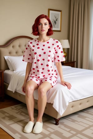 Kadın Çilekli ve Çizgili Örme Pijama Takımı Fonksiyonel Dayanıklı Kaliteli Konforlu Modern