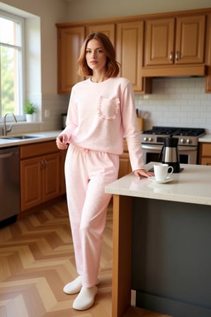 Kadın Pudra Kalp Desenli Pijama Takımı Fonksiyonel Dayanıklı Kaliteli Konforlu Estetik Şık