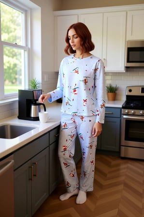 Kadın Kayak Desenli Pijama Takımı Fonksiyonel Dayanıklı Kaliteli Konforlu Estetik Premium Şık