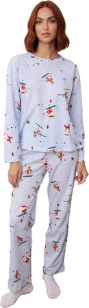 Kadın Kayak Desenli Pijama Takımı Fonksiyonel Dayanıklı Kaliteli Konforlu Estetik Premium Şık