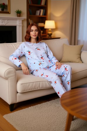 Kadın Kayak Desenli Pijama Takımı Fonksiyonel Dayanıklı Kaliteli Konforlu Estetik Premium Şık