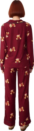 Kadın Ayıcıklı Pijama Takımı Gömlek Yaka Uzun Kollu Fonksiyonel Dayanıklı Kaliteli Estetik
