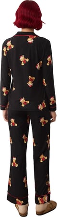 Kadın Ayıcıklı Pijama Takımı Gömlek Yaka Uzun Kollu Fonksiyonel Dayanıklı Kaliteli Estetik