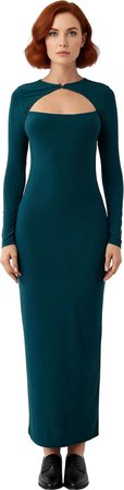 Kış Sezonu Kadın Bodycon Maxi Elbise Uzun Kollu Cut Out Detaylı Şık Gece Davetleri İçin Kaliteli
